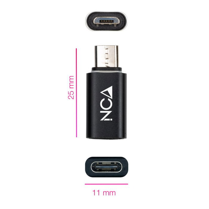 Nanocable Adaptador Micro USB a USB-C 10.02.0014 Negro